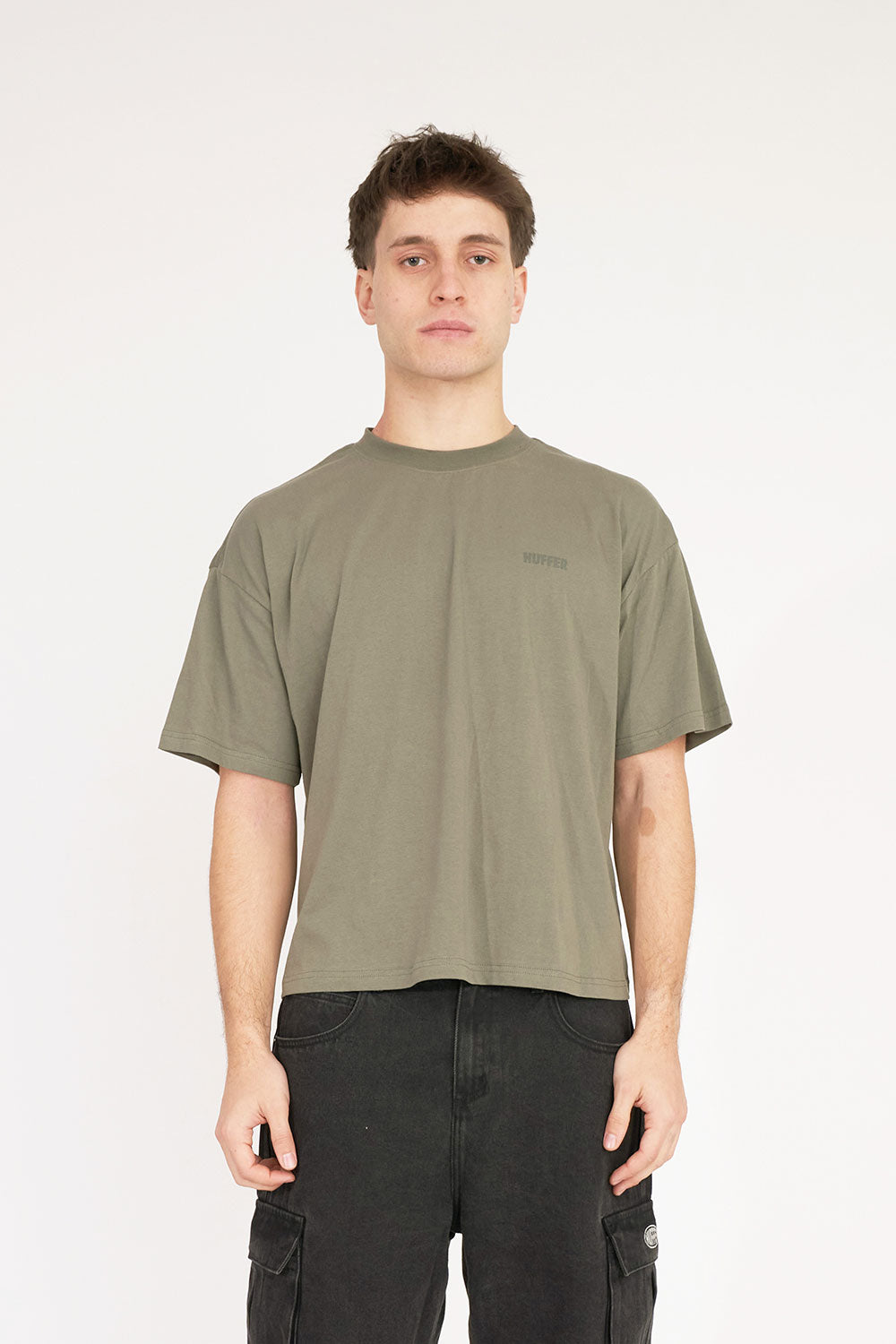 BASIC CROP TEE 220/GRIND KHAKI – Huffer