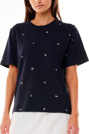 WMNS CHEERS CLASSIC TEE NAVY/WHITE