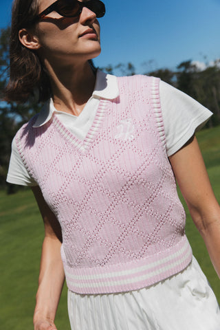 WOMENS DIAMOND CROP VEST PETAL