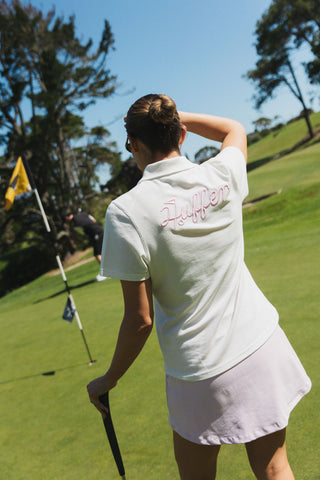 WOMENS BIRDIE SS POLO/PAR 97 CHALK/PETAL