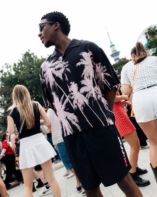 BALMY CROP SHIRT PINK/BLACK