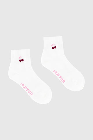 ANKLE RIB SOCK/CHERRY WHITE