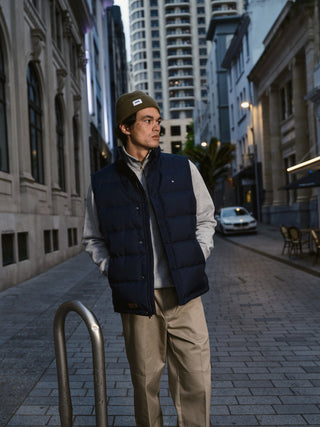 MENS CLASSIC DOWN VEST HRGBONE NAVY