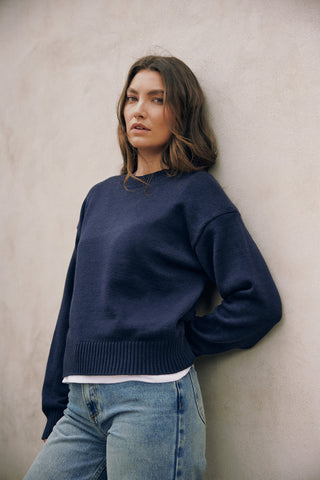 CLASSIC KNIT CREW NAVY