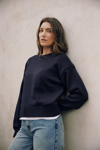 CLASSIC KNIT CREW NAVY