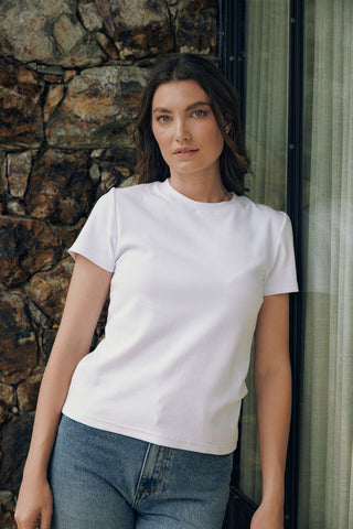 SLIM RIB TEE/3BALL WHITE