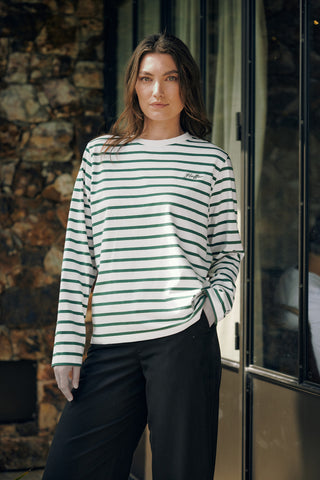 OUI OUI LS RELAX TEE CHALK/PINE