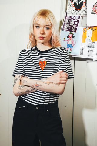 STRIPE CLASSIC TEE/HAPPY TEARS BLACK/W