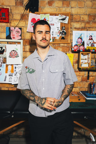 STRIPE COSTA SHIRT/MONNANI CHARCOAL
