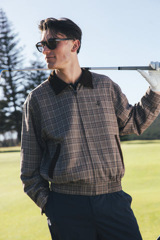 MENS PLAID CLUBHOUSE JACKET BROWN