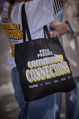 HUFFER TOTE BAG/CONNECTIONS BLACK