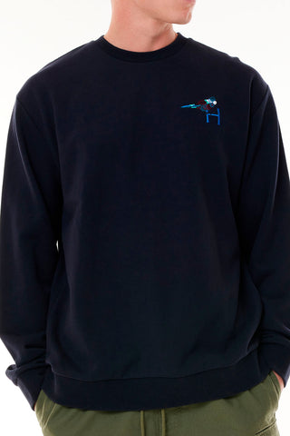 MENS TRUE CREW/BREWED NAVY