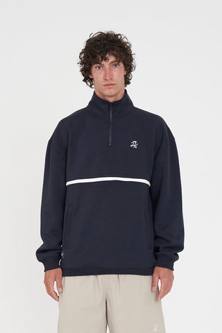 MENS CLUB 1/4 ZIP CREW NAVY/WHITE
