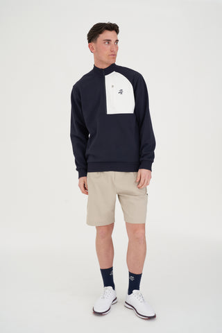 BONDED 1/4 ZIP PULLOVER NAVY/CHALK