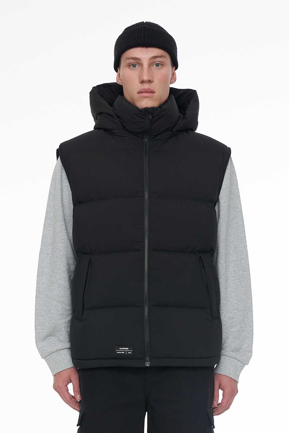 MENS BLOCK DOWN VEST BLACK – Huffer