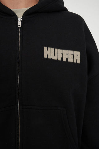 SUB CROP ZIP HOOD/BLURRED WASHED BLK
