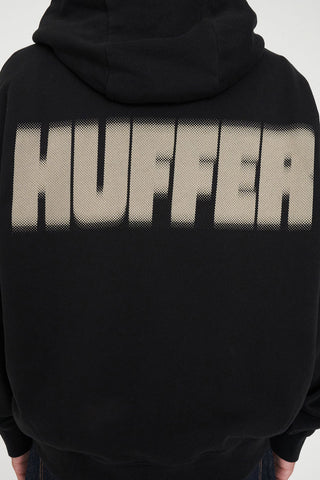 SUB CROP ZIP HOOD/BLURRED WASHED BLK