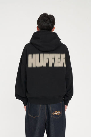 SUB CROP ZIP HOOD/BLURRED WASHED BLK