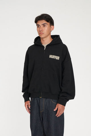 SUB CROP ZIP HOOD/BLURRED WASHED BLK