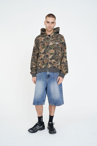 CAMO SUB CROP ZIP HOOD BROWN