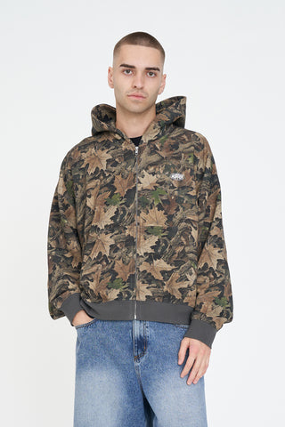 CAMO SUB CROP ZIP HOOD BROWN