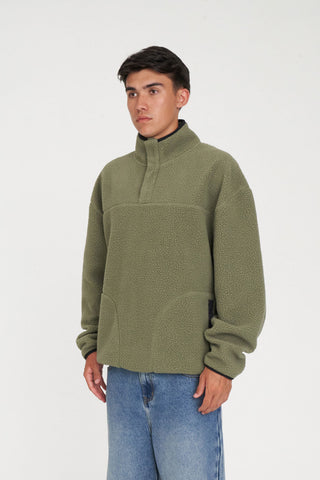 POLAR FLEECE PULLOVER KHAKI/BLACK