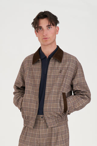 MENS PLAID CLUBHOUSE JACKET BROWN