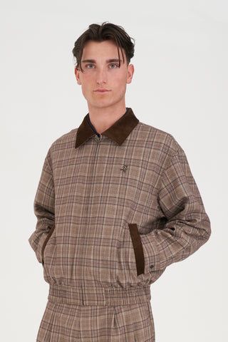 MENS PLAID CLUBHOUSE JACKET BROWN