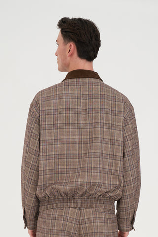 MENS PLAID CLUBHOUSE JACKET BROWN