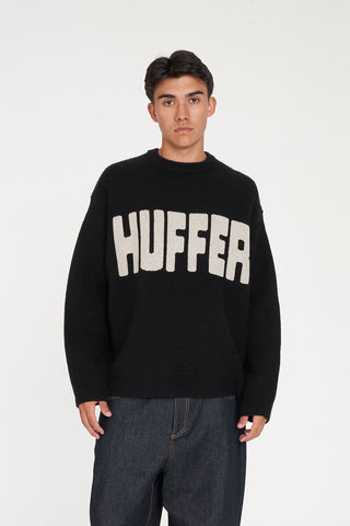 FLEET INTARSIA KNIT CREW BLACK