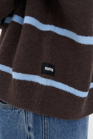 STACK STRIPE KNIT CREW CHESTNUT/BLUE