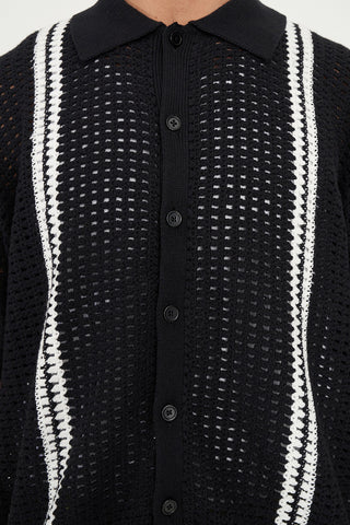 GAUGE KNIT SHIRT BLACK/CHALK