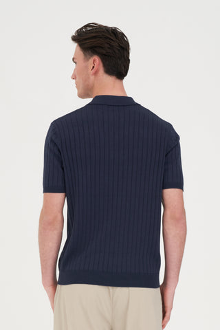 MENS RIB KNIT POLO NAVY