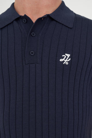 MENS RIB KNIT POLO NAVY