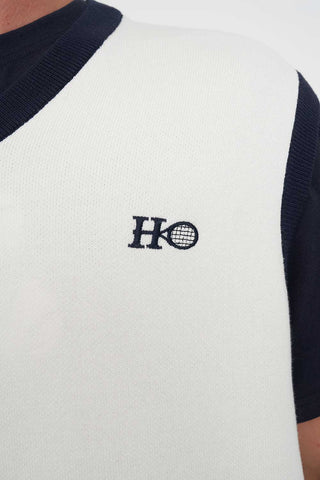 OFF COURT KNIT VEST CHALK/NAVY