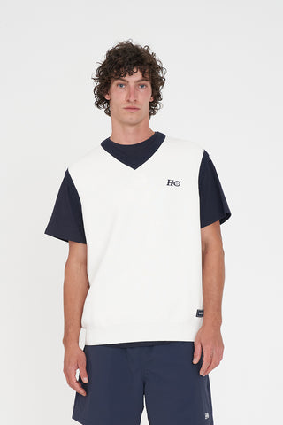 OFF COURT KNIT VEST CHALK/NAVY