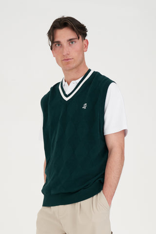 DIAMOND KNIT VEST GOLF GREEN