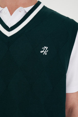 DIAMOND KNIT VEST GOLF GREEN