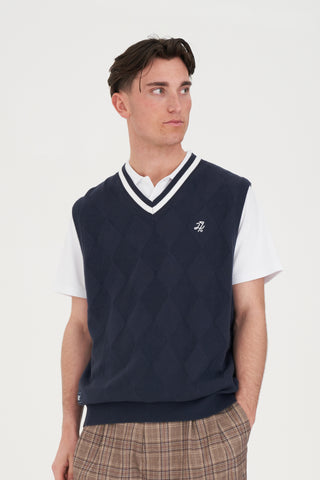 DIAMOND KNIT VEST NAVY