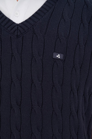 CABLE KNIT VEST NAVY