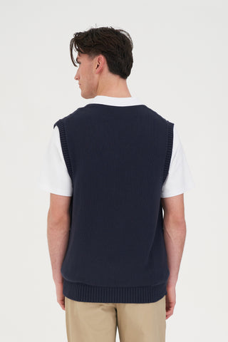 CABLE KNIT VEST NAVY
