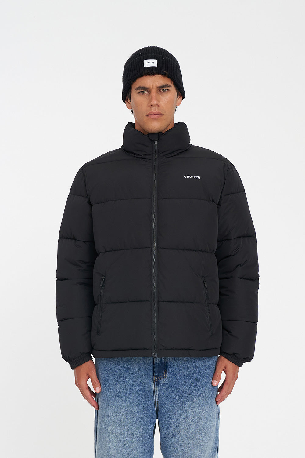 MENS HFR TRACK PUFFER JACKET BLACK – Huffer
