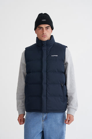 MENS HUFFER PUFFER VEST HRGBONE NAVY