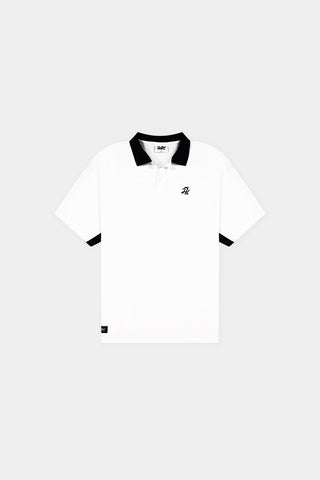 MENS PIQUE PANEL SS POLO CHALK/BASALT
