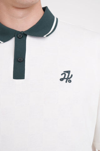 MENS CHECK PAR SS POLO CHALK