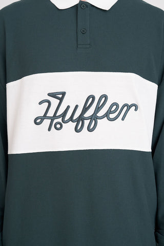 MENS PIQUE RUGBY CREW GOLF GREEN