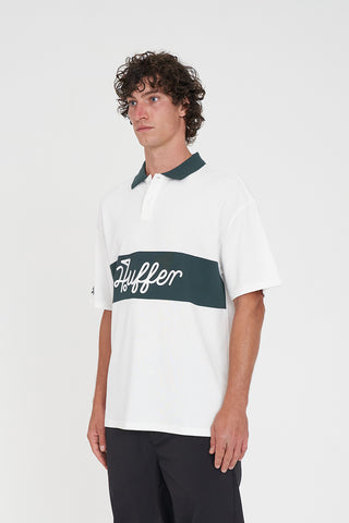 PAR LINE SS POLO CHALK/GOLF GREEN