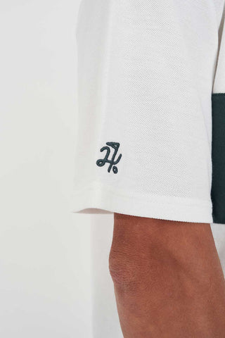 PAR LINE SS POLO CHALK/GOLF GREEN