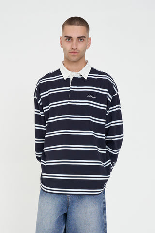 DBL STRIPE GRAND RUGBY NAVY/CHALK