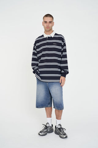 DBL STRIPE GRAND RUGBY NAVY/CHALK